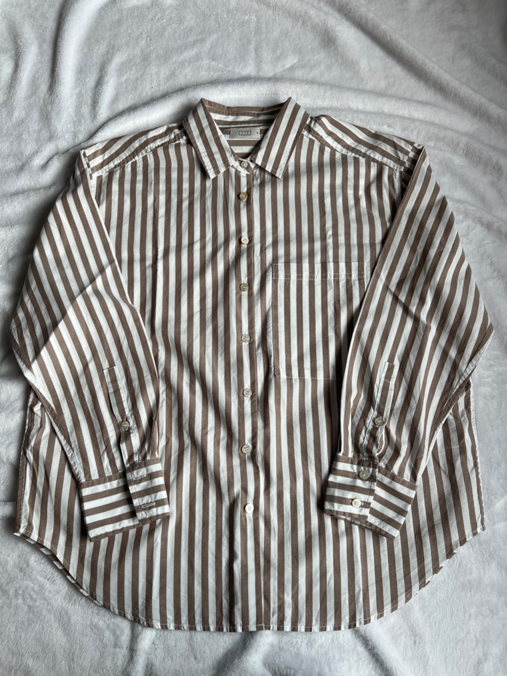 Striped Brown & White Deep End Button-Up Shirt